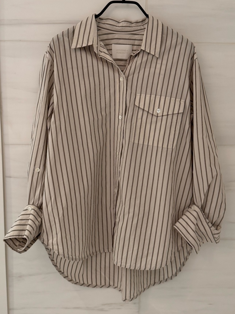 Citizens of Humanity Off White Cotton Button Up Shirt Size Large